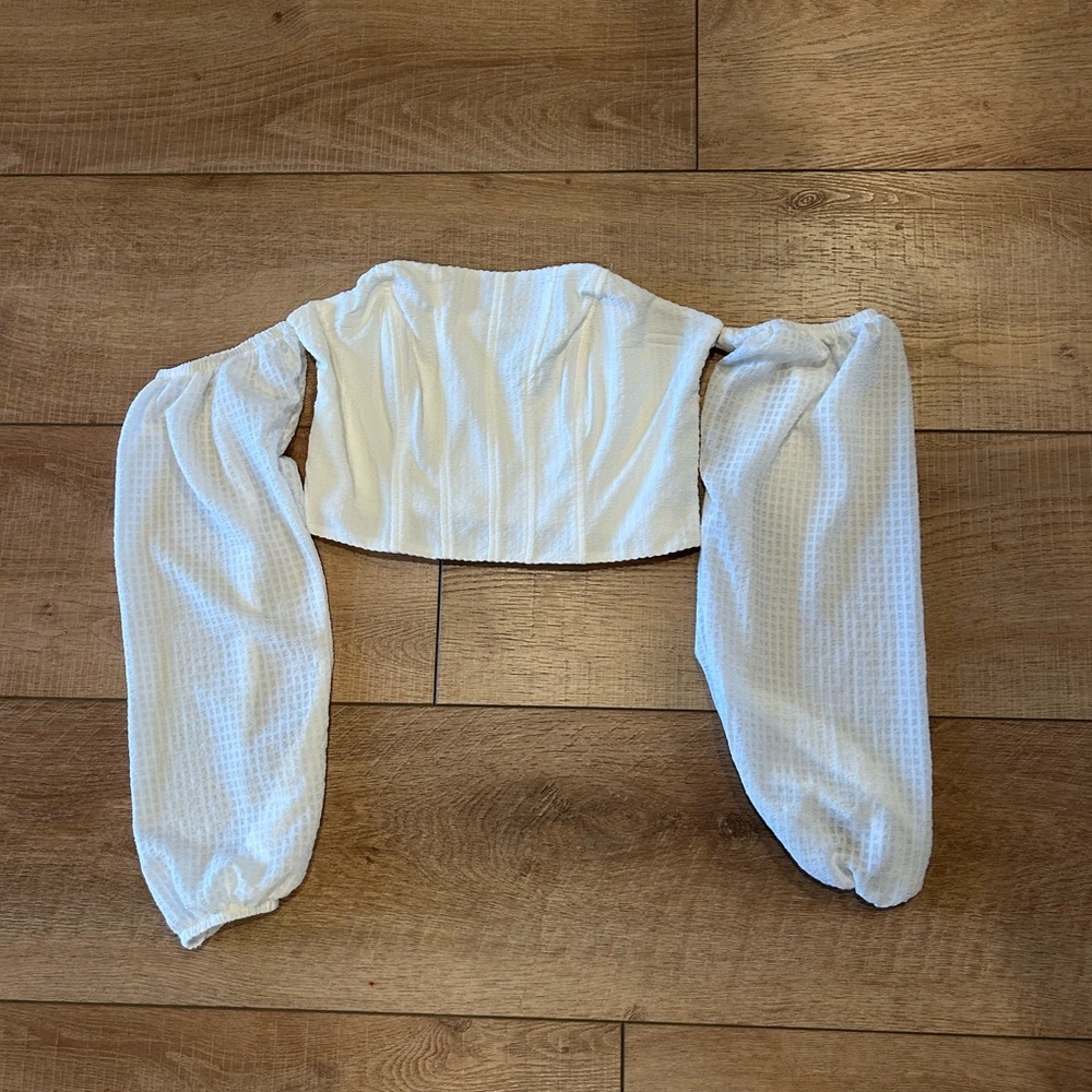 Wild Fable White Off-Shoulder Crop Top